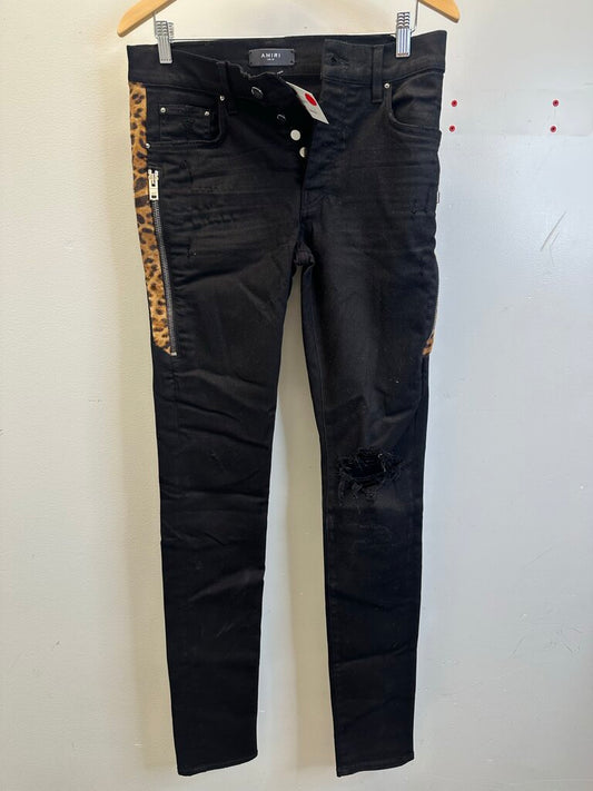 Preowned Amiri Cheetah Black Jeans size 30