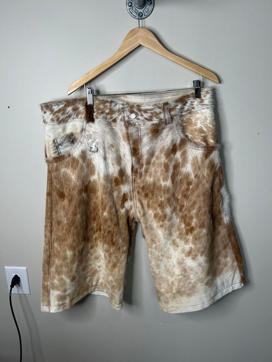 New NYRVA Cowhide Brown White Cargo Short Size 38
