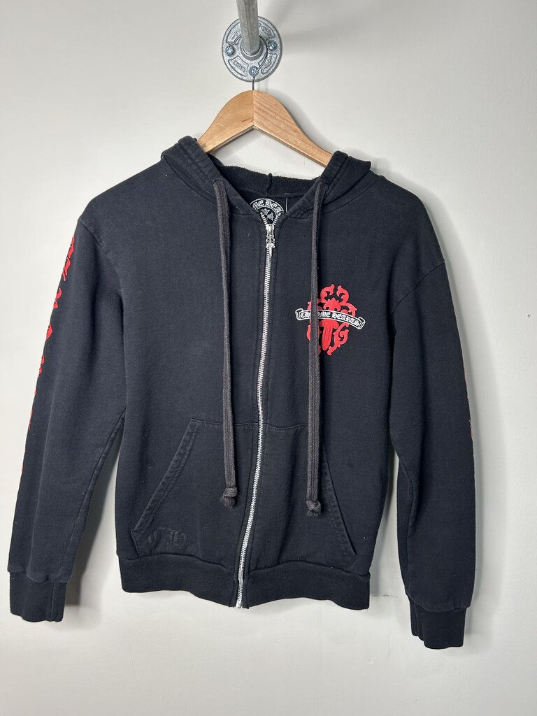 Preowned Chrome hearts Red Black Zip Up Hoodie Sz.Small