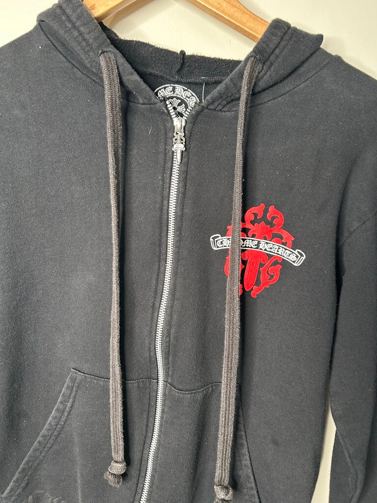 Preowned Chrome hearts Red Black Zip Up Hoodie Sz.Small