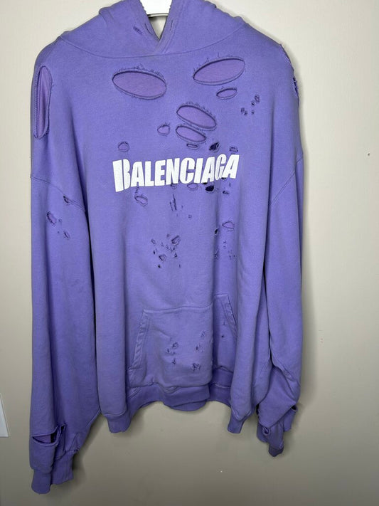 Preowned Balenciaga Purple Distressed Hoodie sz.S(L XL)