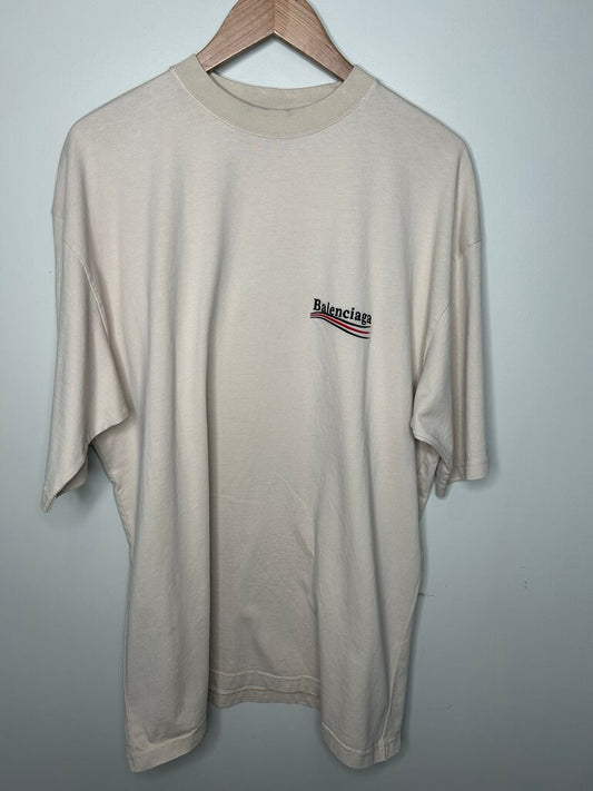 New Balenciaga Presidential Cream Logo Tee Size Medium