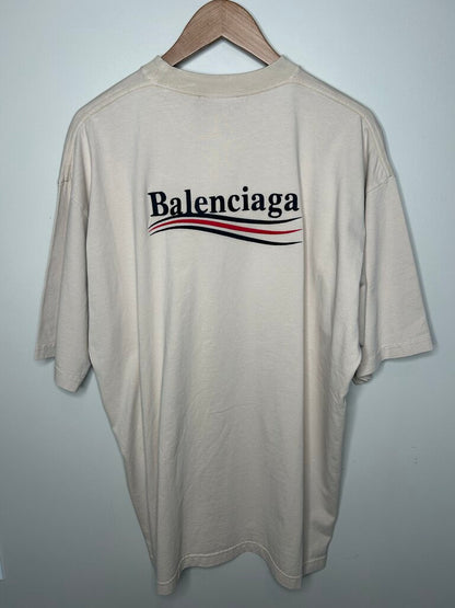 New Balenciaga Presidential Cream Logo Tee Size Medium