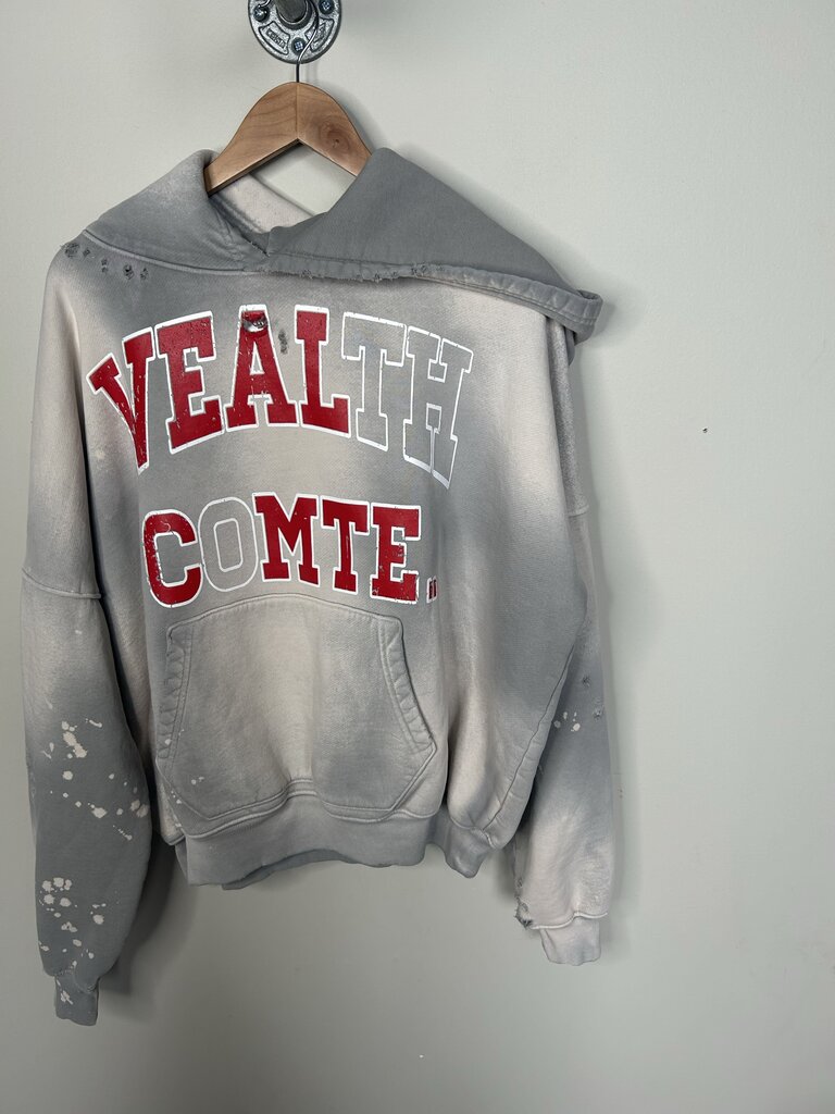 New Wealth Comte Grey Dye Collegiate Hoodie Size Large