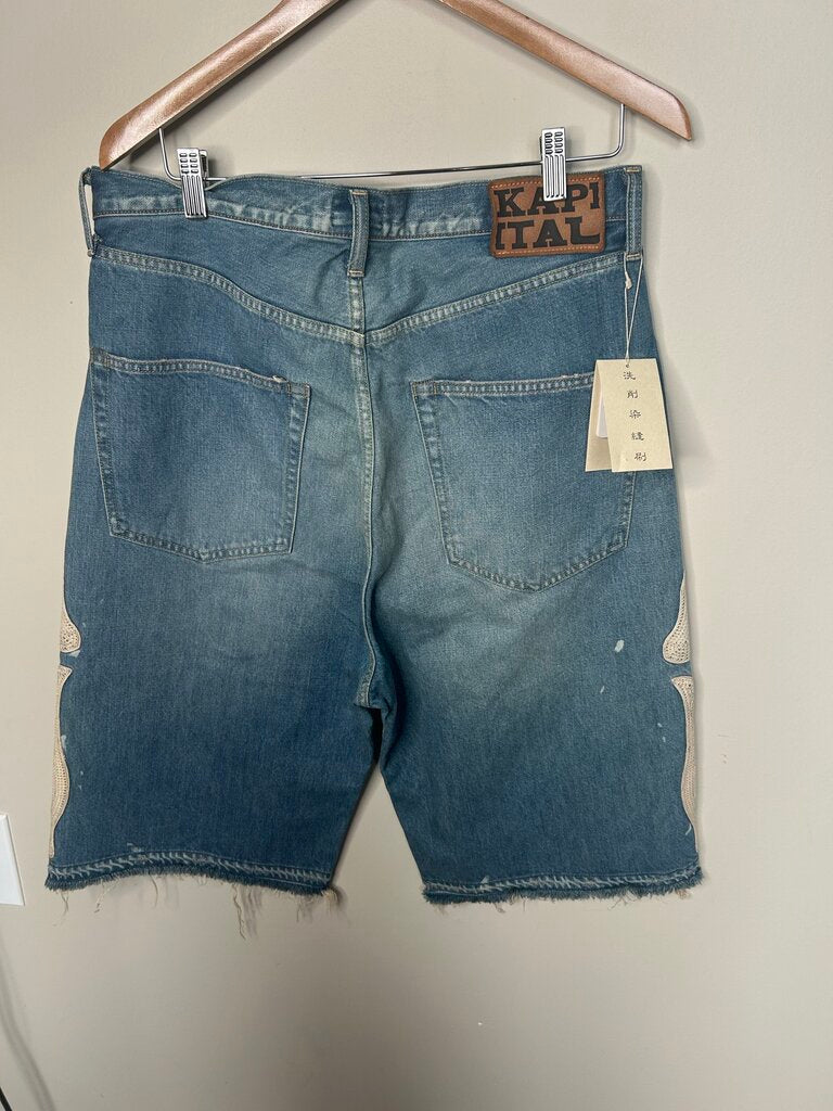 New Kapital Grey Bone Shorts Size 36