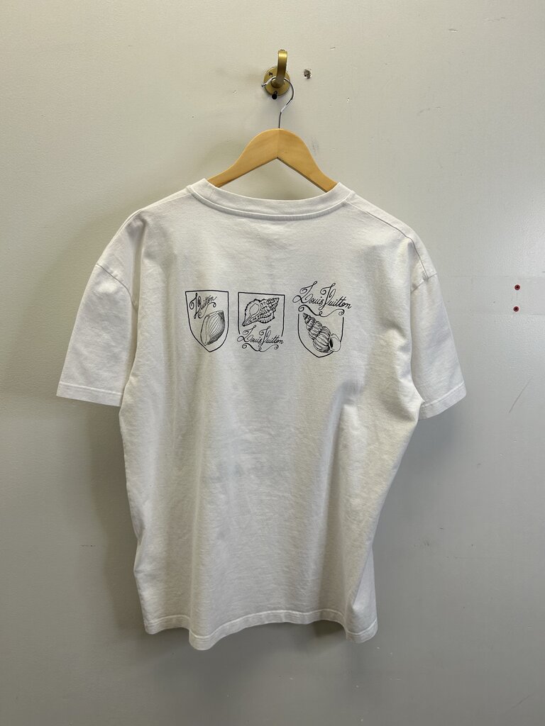 Preowned Louis Vuitton White Shell Tee Size Large
