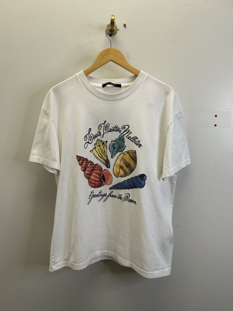 Preowned Louis Vuitton White Shell Tee Size Large