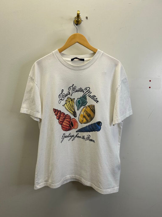 Preowned Louis Vuitton White Shell Tee Size Large