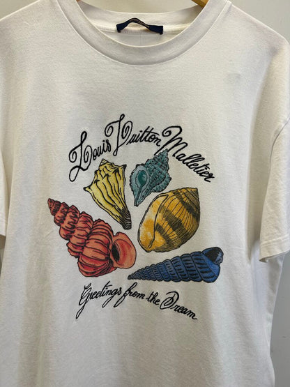 Preowned Louis Vuitton White Shell Tee Size Large