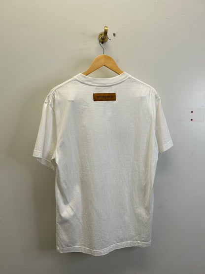Preowned Louis Vuitton White Multi Color Logo Tee Size Large