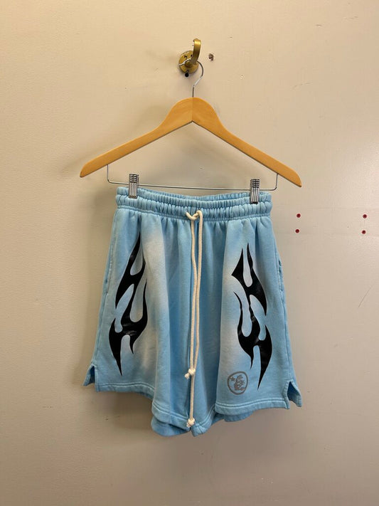 New Hellstar Baby Blue Flame Shorts size S