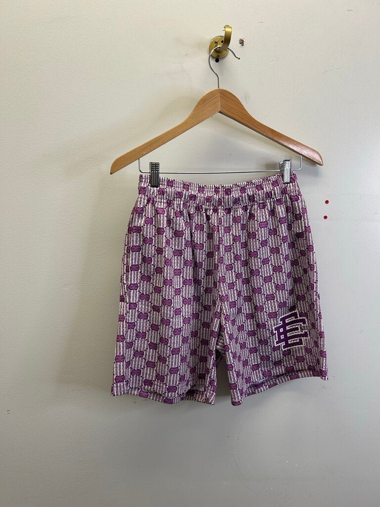 New Eric Emanuel EE Purple Monogram Mesh Shorts size M