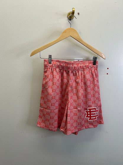 New Eric Emanuel EE Red Monogram Mesh Shorts size L