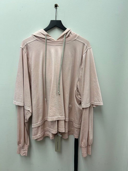 New Rick Owens Pink Double Layer Hoodie sz.L