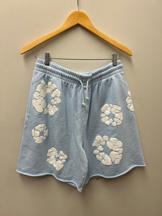 New Denim Tears Light Blue Wreath Shorts Size Small