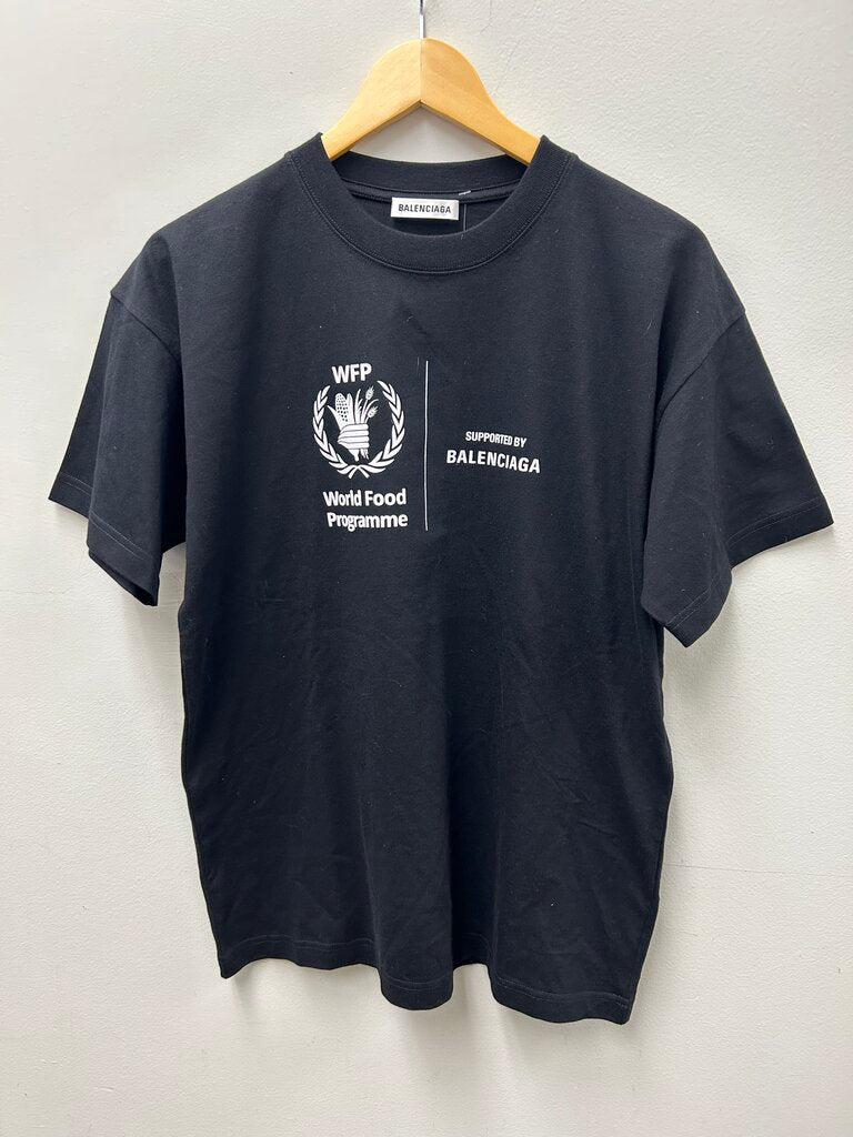 New Balenciaga Tee Black White World Food Program Sz.Medium