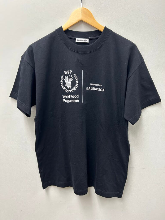 New Balenciaga Tee Black White World Food Program Sz.Medium
