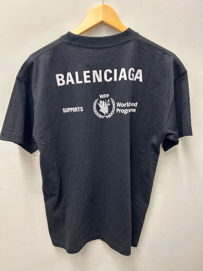 New Balenciaga Tee Black White World Food Program Sz.Medium