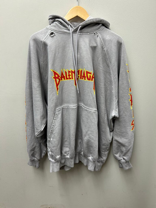 New Balenciaga Hoodie Grey Red Yellow Sz.1