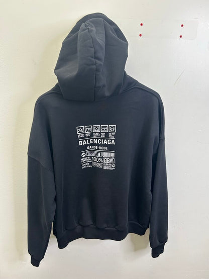 New Balenciaga Hoodie Black White Garde Robe Sz.XS