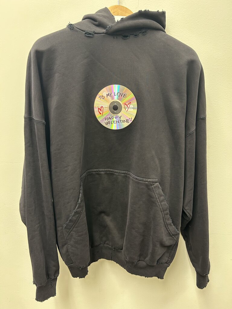 New Balenciaga Hoodie Black Valentines Day Disk Sz.XS