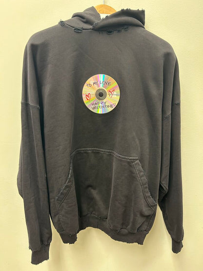 New Balenciaga Hoodie Black Valentines Day Disk Sz.XS