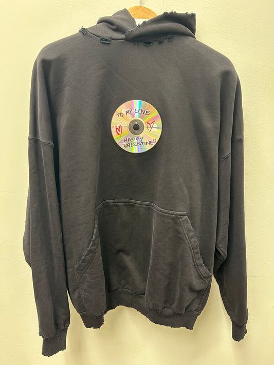 New Balenciaga Hoodie Black Valentines Day Disk Sz.XS