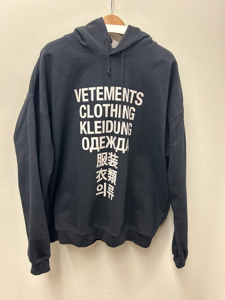 Preowned Vetemnts Hoodie Black White Clothing Sz.Large