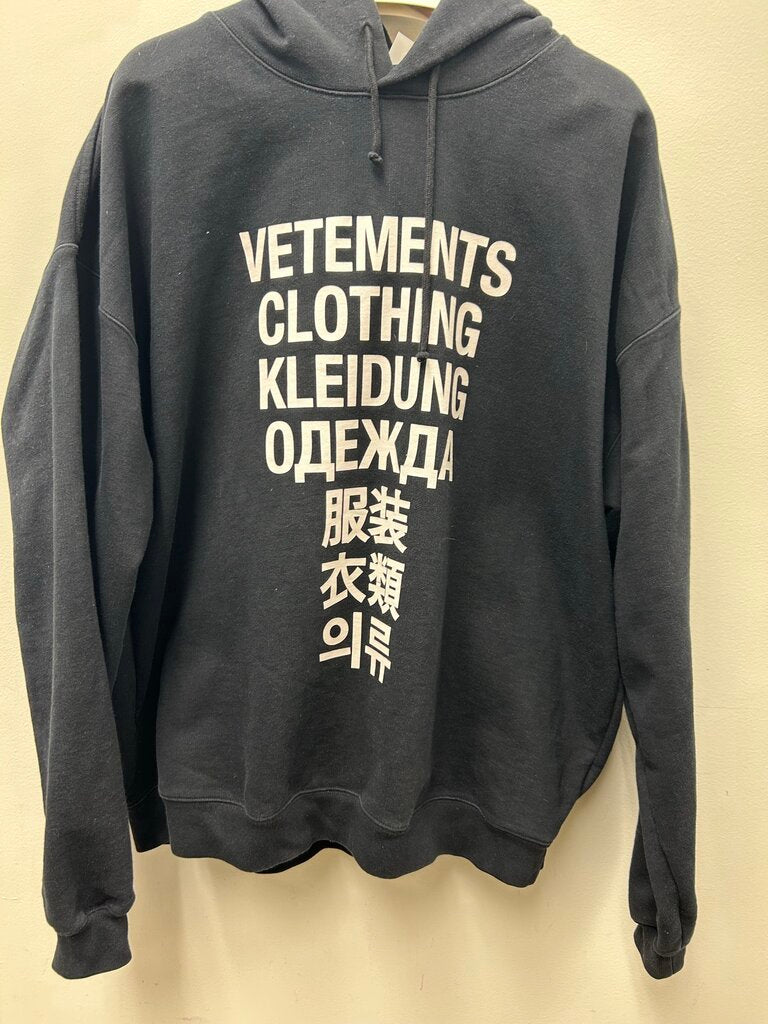Preowned Vetemnts Hoodie Black White Clothing Sz.Large
