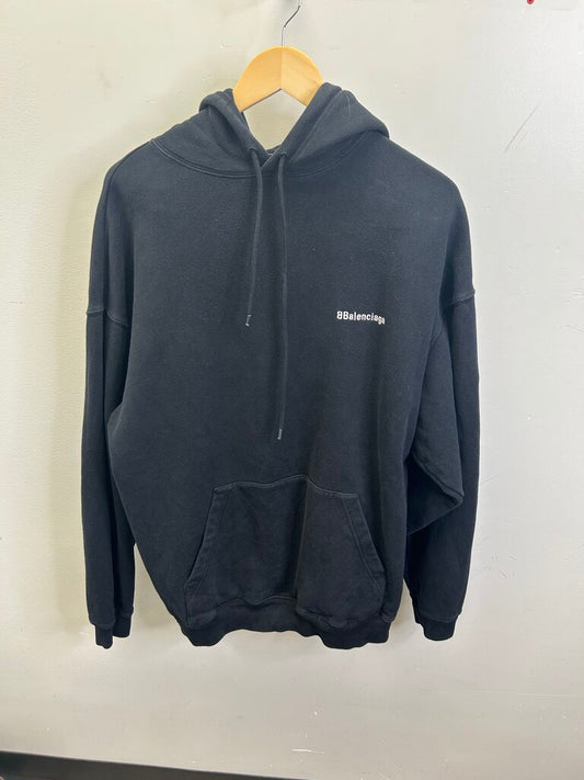 Preowned Balenciaga BB Logo Black Hoodie Sz.Medium