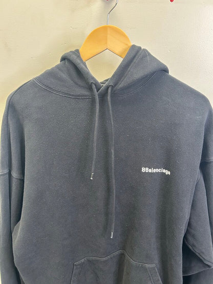 Preowned Balenciaga BB Logo Black Hoodie Sz.Medium