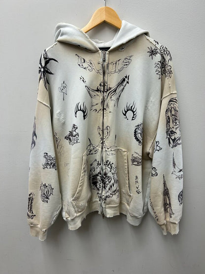 Preowned Balenciaga Tattoo Cream Zip sz.XS(S-M)