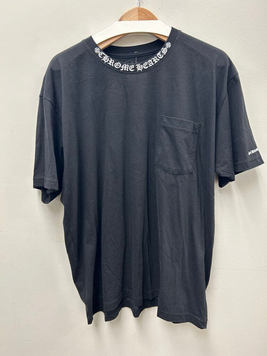 New Chrome Hearts Black White Neck Logo Tee size XL