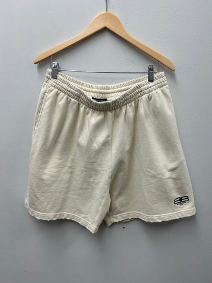 New Balenciaga Cream BB Paris Shorts sz.L