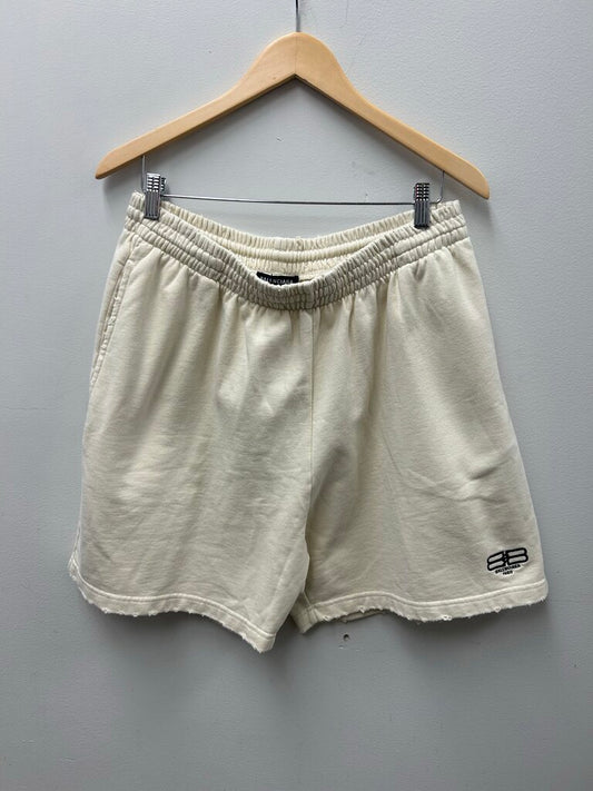 New Balenciaga Cream BB Paris Shorts sz.L