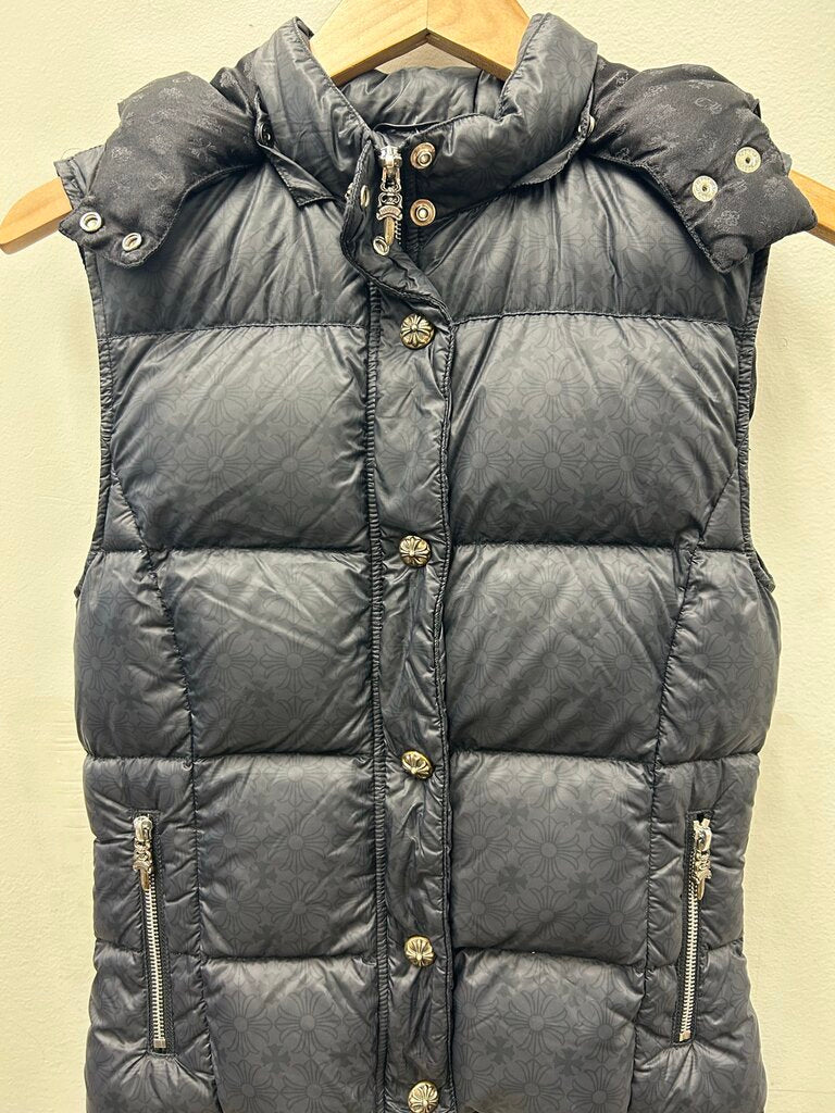 Preowned Chrome Hearts Monogram Black Puffer Vest size XS