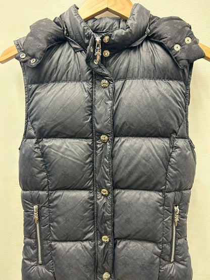 Preowned Chrome Hearts Monogram Black Puffer Vest size XS