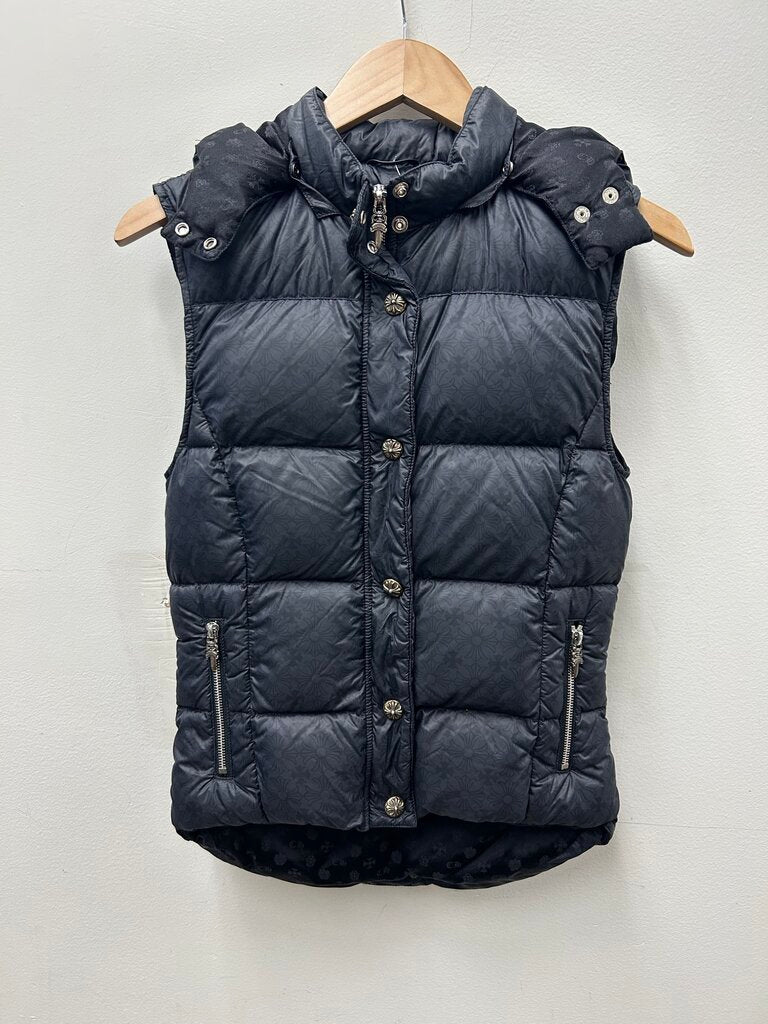 Preowned Chrome Hearts Monogram Black Puffer Vest size XS