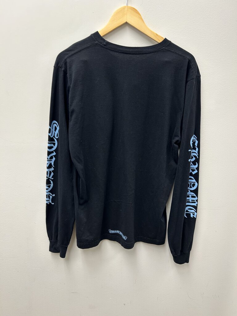 Preowned Chrome Hearts Black Blue Neck Logo Long Sleeve Size Large