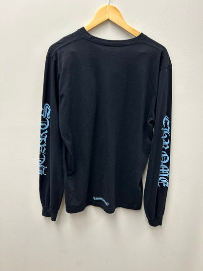 Preowned Chrome Hearts Black Blue Neck Logo Long Sleeve Size Large