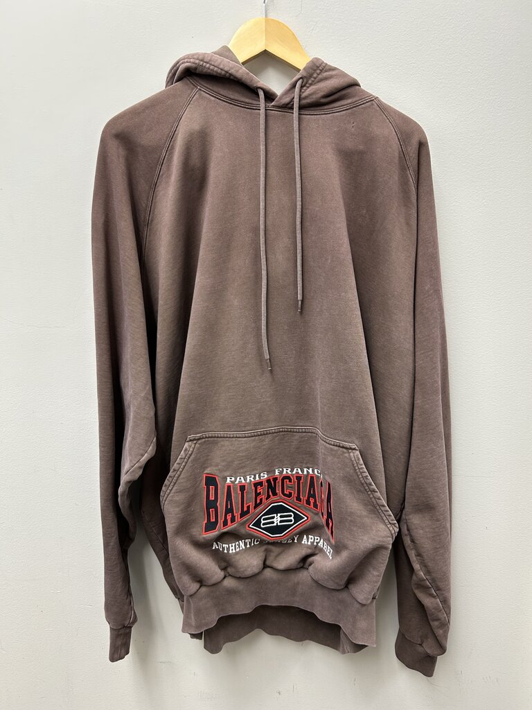 Preowned Balenciaga Brown Jersey Apparel Hoodie Size 3