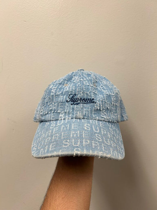 Preowned Supreme Distressed Denim Trucker Hat Sz. OS