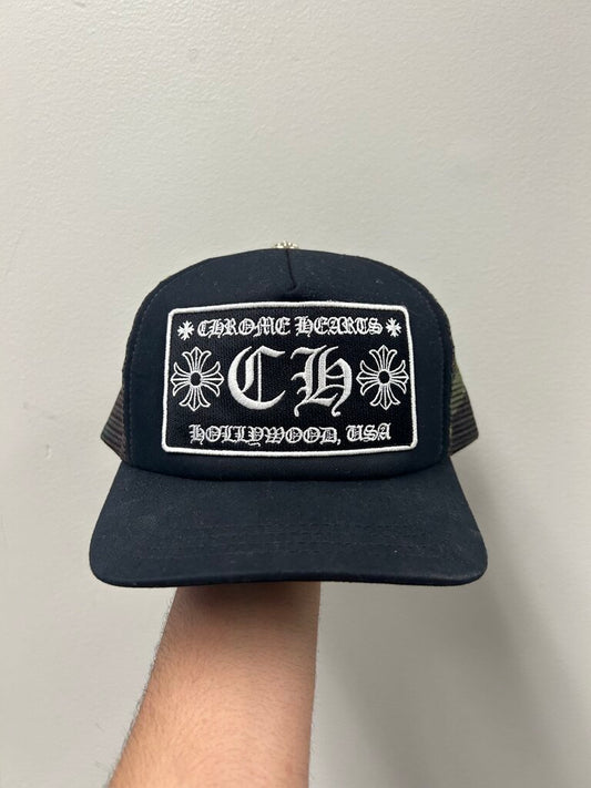 Preowned Chrome Hearts Black Camo Trucker Hat