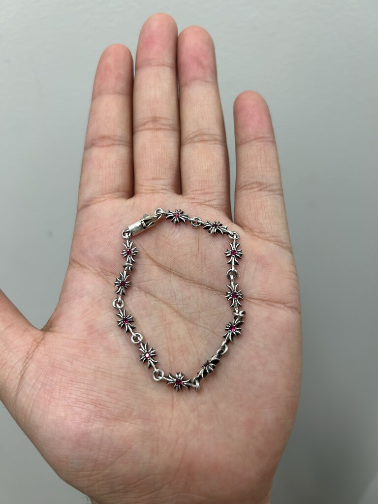 Preowned Chrome Heart Mini T Ruby Bracelet 11 links
