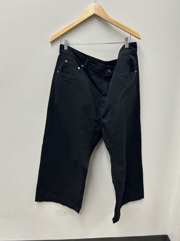 Preowned Rick Owens Wide Leg Black Denim Size 38