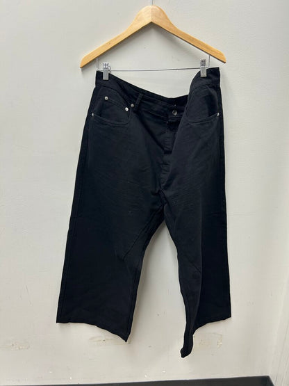 Preowned Rick Owens Wide Leg Black Denim Size 38