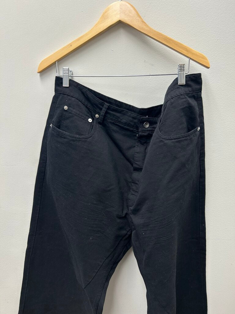 Preowned Rick Owens Wide Leg Black Denim Size 38