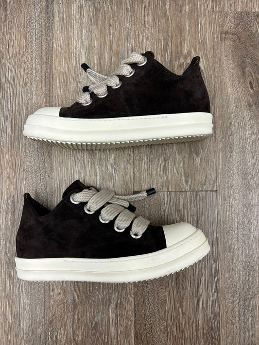 Preowned Rick Owens Ramone Low Brown Jumbo Lace Size 45