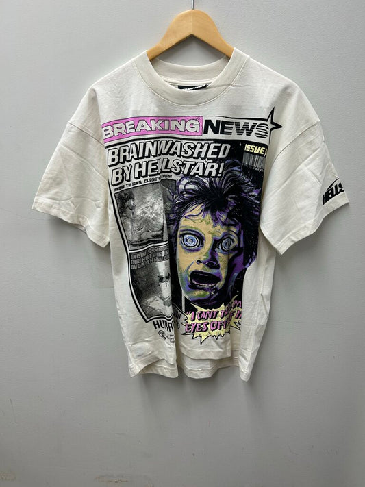 New Hellstar Cream Breaking News Tee Size Large