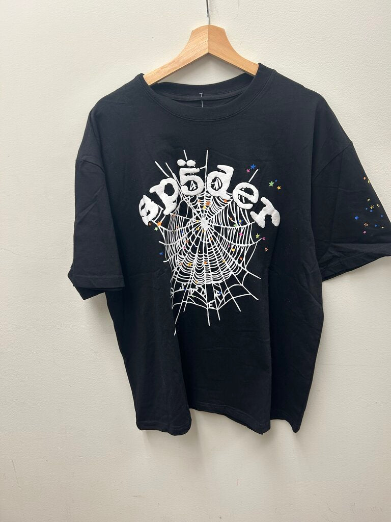 New Sp5der Black Tee Size XL